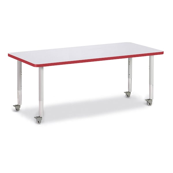 Berries Rectangle Activity Table, 30 in. x 72 in., Mobile, Freckled Gray/Red/Gray